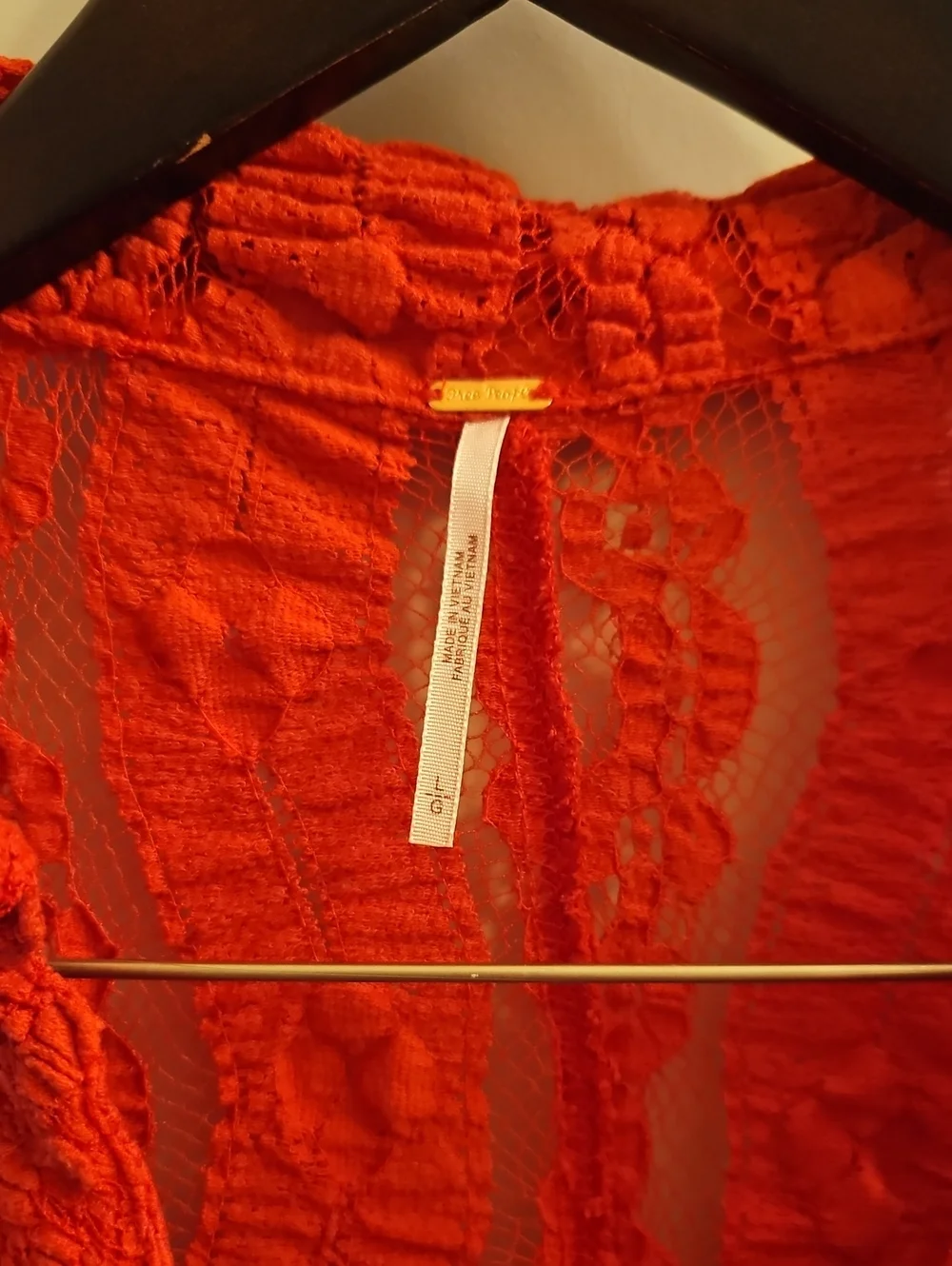 NWT Free People Shayla Lace Dress Tomato Red, L, Stretchy, Mini Slip Included